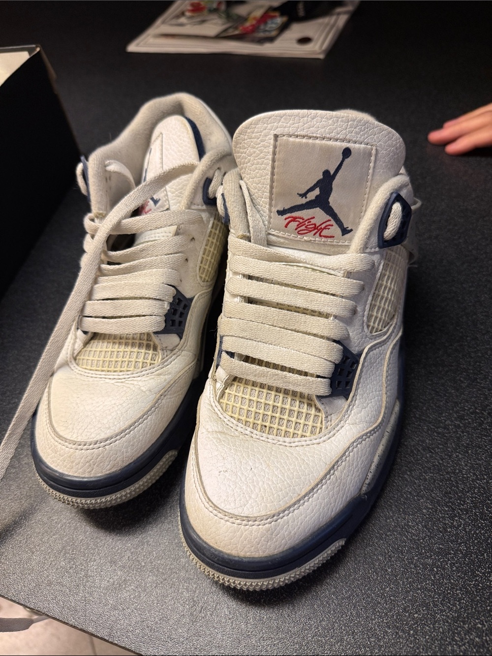 Jordan Kids White & Navy Retro Basketball Sneakers